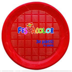 BIBO 30 PIATTI ROSSI ROTONDI DESSERT IN PLASTICA DIAM. CM. 17