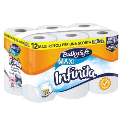 BULKYSOFT CARTA IGIENICA INFINITA 12 MAXI ROTOLI 450 STRAPPI 2