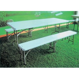 SET TAVOLO BIRRERIA ACCIAIO VERNICIATO IN HDPE CM. 183x76x74h.