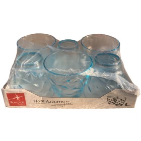 BORMIOLI BICCHIERI ACQUA FLORA AZZURRO CONFEZIONE 6 BUCATI