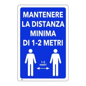 CARTELLO SEGNALE PLASTICA DISTANZA MINIMA 1-2M 300x200 mm.
