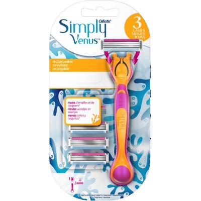 GILLETTE VENUS SIMPLY RASOIO 3 LAME E MANICO E 3 RICAMBI