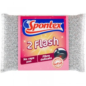 SPONTEX 2 FLASH SPUGNA IN FIBRE PLASTICHE DI ALLUMINIO NON RIGA