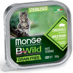 Monge Natural Super Premium Bwild cereale gratuit Formula Cat sterilizate Mistreț cu GR legume. 100 Monge Natural Super Premium Bwild cereale gratuit Formula Cat