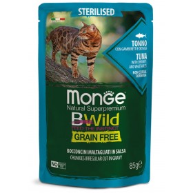 Monge Natural Super Premium Bwild cereale gratuit Formula Cat sterilizate ton cu creveți și legume GR. 85 Monge Natural Super Premium Bwild cereale gratuit Formula Cat