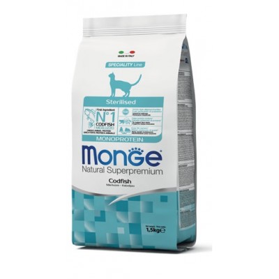 Monge Natural Superpremium Monoprotein Cat sterilizat Cod kg.