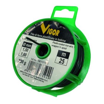 FILO FERRO PLASTICATO VERDE LEGATURA 230GR DIAM. MM. 1,6 MT. 25