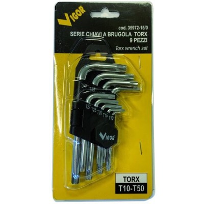 VIGOR SERIA CHIAVI UN BRUGOLA TORX 9 PC-URI CU SUPORT T10 - T50