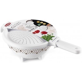 Drenator cu capac Tosca cu maner prevazut cu capac Alb / Taupe