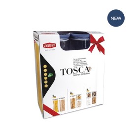 Set 3 pz barattoli tondi Tosca Bianco/Palace Blue lt.