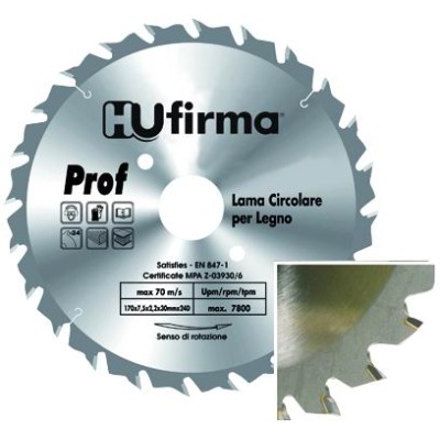 HU-FIRMA LAMA SEGA CIRCOLARE LEGNO 24 DENTI WIDIA F20 MM. 150