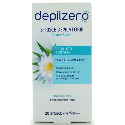 DEPILZERO 24 STRISCE DEPILATORIE VISO E BIKINI CON FIOR DI LOTO