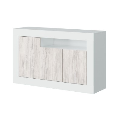 KIT CREDENZA BALTIK CON 3 ANTE BIANCO ANTICATO cm.144x42x87h.