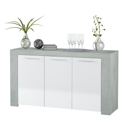 KIT CREDENZA CON 3 ANTE AMBIT BIANCO-CEMENTO 42x144x80h.