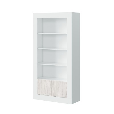 KIT LIBRERIA BALTIK 2 ANTE CON 4 RIPIANI BIANCO ANTICATO cm.