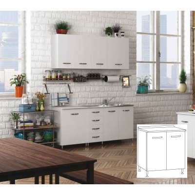 KIT CUCINA BASE CON 2 ANTE cm. 80x50x85h. BIANCO