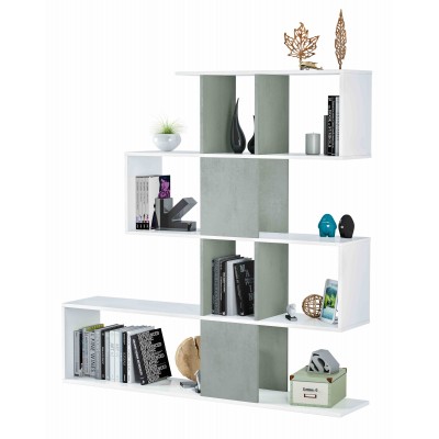 KIT LIBRERIA ZIG-ZAG BIANCO CEMENTO cm. 145x29x145h.