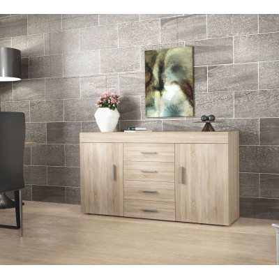 KIT MADIA CON 2 ANTE E 4 CASSETTI 153x85x40h. NATURAL WOOD