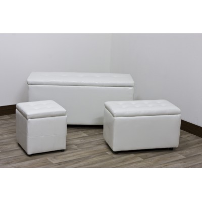 POUFF SET KUBO 1+1+1 COLOR WHITE cm 40x40x40h.