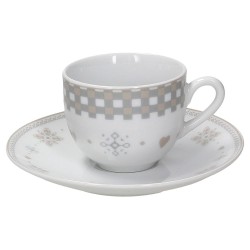 Tognana Pack 6 cesti cafea portelan cu vichy bej plate OLIMPIA LINE Tognana Pack 6 cesti cafea portelan cu vichy bej plate OLIMPIA