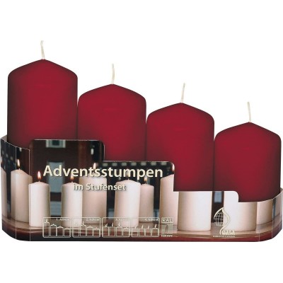 SET 4 CANDELE DI CERA DI COLORE ROSSO