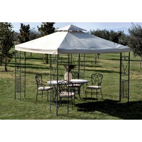 GAZEBO IN METALLO mt.3x3 DECORATO  COLORE ECRU
