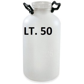 RECIPIENT BUTOI DE STICLĂ DE PLASTIC CU GURA ALBĂ LARGĂ LT. 50