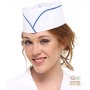 CAPPELLO IN CARTA CONF DA 100 PZ COLORE BIANCO CON BORDINO BLU