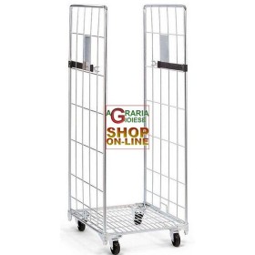 CĂRUCIOR CU 2 LATURI CONTAINER ROLA GALVANIZAT CM. 80x71x180h NOU CĂRUCIOR CU 2 LATURI CONTAINER ROLA GALVANIZAT CM. 80x71x180h