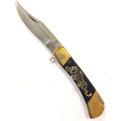 COLTELLO TASCABILE IN OTTONE CUT BIANCA 20 LARGE LEOPARD MM. 100