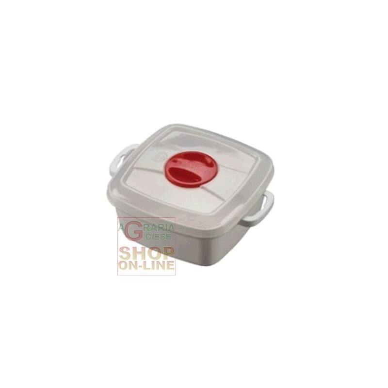 CONTENITORE IN PLASTICA PER MICROONDE QUADRATO CON VALVOLA LT. 2