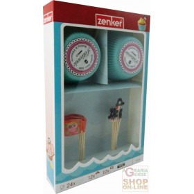FACKELMANN SET DECORAZIONE CUP CAKE MUFFIN PIRATI. CONTENUTO