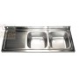 LAVELLO COM 2 VASCHE DX CON APPOGGGGIO IN ACCIAIO INOX CM. 120