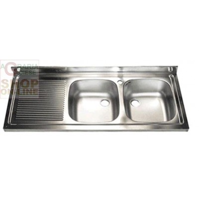 LAVELLO COM 2 VASCHE DX CON APPOGGGGIO IN ACCIAIO INOX CM. 120