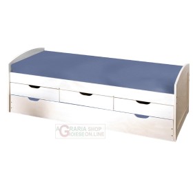 LETTO CON CASSETTI CONTENITORE E SECONDO LETTO INFERIORE AD ESTRAZIONE CM. 98x195x63H LETTO CON CASSETTI CONTENITORE E SECONDO LETTO INFERIORE AD