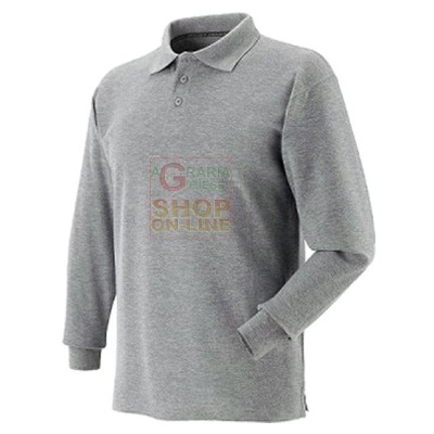 MAGLIETTA POLO MANICA LUNGA DI COTONE PETTINATO COLORE GRIGIO