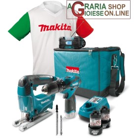 MAKITA KIT DE FORAJ DE PERCUȚIE 2 BATERII 10,8 V LI PE JIGSAW RADGEANTĂ IO ȘI TRICOU DK1496X1 MAKITA KIT DE FORAJ DE PERCUȚIE 2 BATERII 10,8 V LI PE JIGSAW