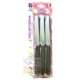 MARIETTI CUTITE DE LA TAVOLA DINȚATE ROTUNDE VÂRFUL MARO PC-URI DE CULOARE MARO. 6 MARIETTI CUTITE DE LA TAVOLA DINȚATE ROTUNDE VÂRFUL MARO PC-URI