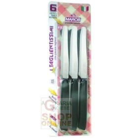 MARIETTI CUTITE DE LA TAVOLA DINȚATE ROTUND VÂRFUL NEGRU PC-URI DE CULOARE NEAGRĂ. 6 MARIETTI CUTITE DE LA TAVOLA DINȚATE ROTUND VÂRFUL NEGRU PC-URI