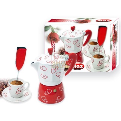 MAX CAFFETTIERA CUORI 2 TAZZINE +FRULLINO