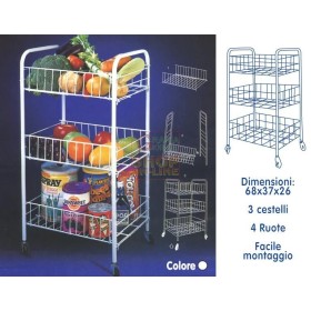 MAX CARRELLO CON RUOTE 3 CESTELLI BIANCO MAX CARRELLO CON RUOTE 3 CESTELLI BIANCO