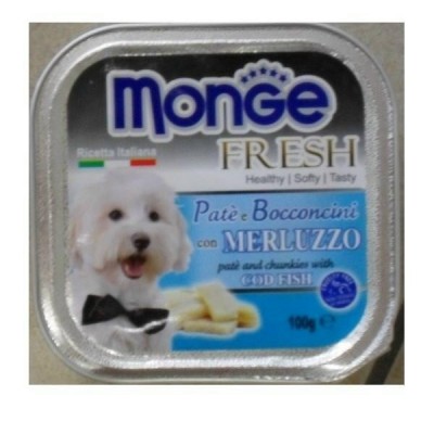 MONGE FRESH PATE E BOCCONCINI PER CANI CON MERLUZZO GR. 100