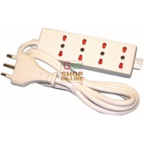 MULTI-SOCKET 4 SOCKET-URI BIPASSO 10/16A CU T 3X1 MT. 1.5 ART. 174AC MULTI-SOCKET 4 SOCKET-URI BIPASSO 10/16A CU T 3X1 MT. 1.5 ART.