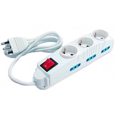 MULTI-SOCKET CU 3 LOCURI SCHUKO 6 BIPASSO 10/16A+T 3X1 MT.1,5