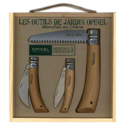 OPINEL CUȚITE CUTIE DE LEMN TRIO JARDIN INOX