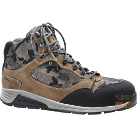 SCARPA ALTA IN CROSTA BOVINA SCAMOSCIATA CON INSERTI IN TESSUTO