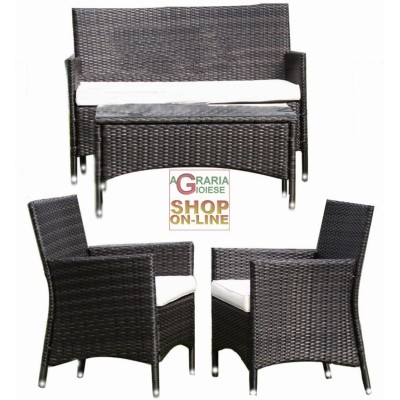 SET ARREDO GIARDINO BLINKY RIVIERA SIMIL RATTAN TESTA MORO