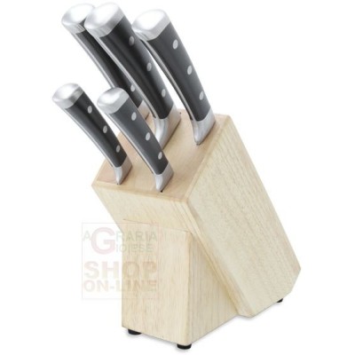 Set de bușteni din lemn cu 5 cuțite