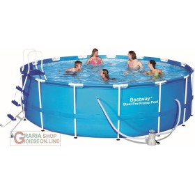 BESTWAY 56438 PISCINĂ DIN OȚEL PRO CADRU ROTUND CM. 457x122 ACOPERIRE FOAIE DE BAZĂ ȘI SCARĂ BESTWAY 56438 PISCINĂ DIN OȚEL PRO CADRU ROTUND CM. 457x122