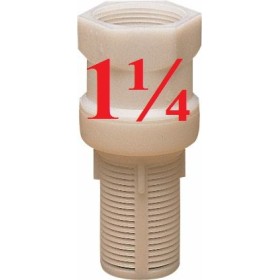 VALVOLA BUCCHI DE JOS ÎN NAILON ALB CU FILTRU DIAM. 1-1/4 VALVOLA BUCCHI DE JOS ÎN NAILON ALB CU FILTRU DIAM. 1-1/4
